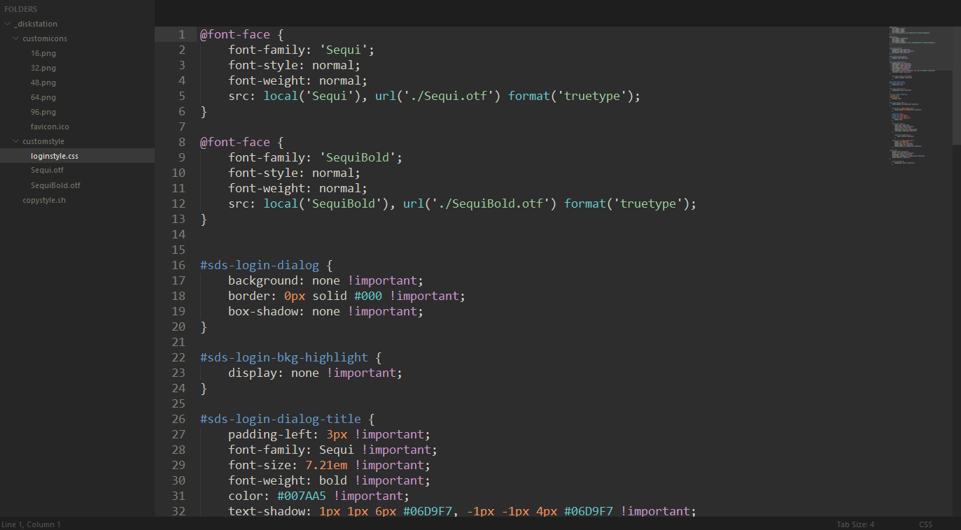 File structure of the customizations for our example login screen